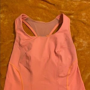 orange/pink lululemon tank top with sports bra